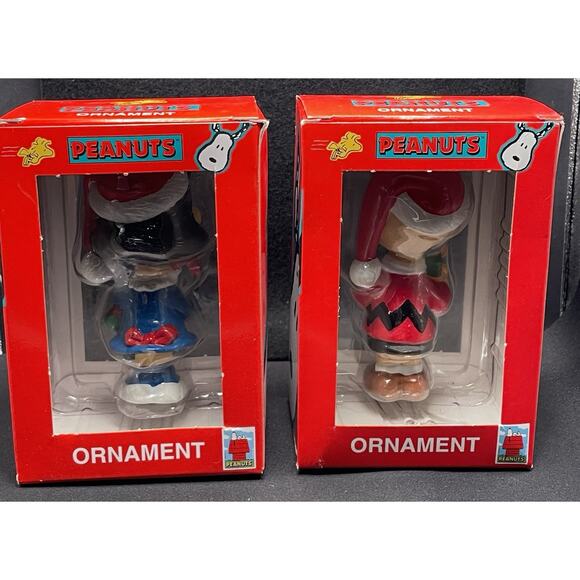 Vintage 2000 Charlie Brown & Lucy Christmas Ornaments Peanuts 50th. New in Boxes - Picture 2 of 5